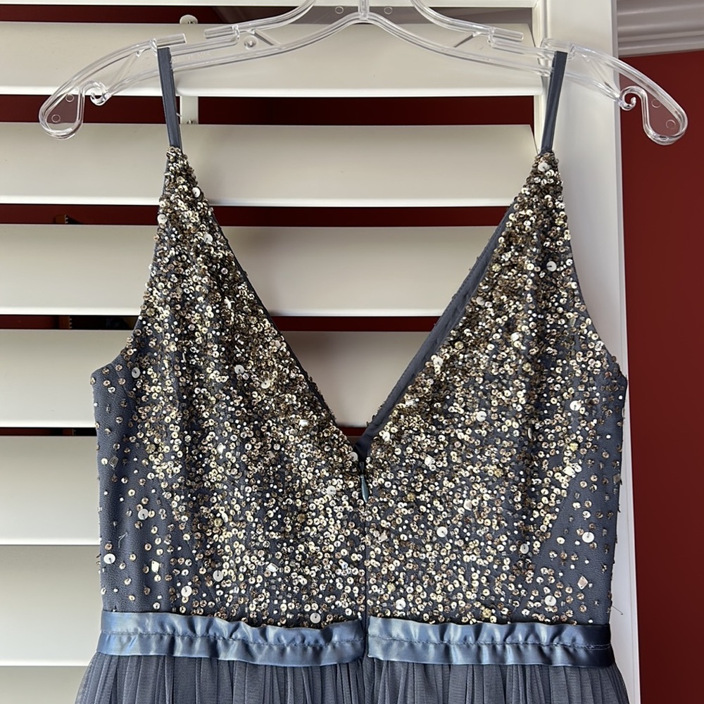 BHLDN Gown, Smokey Purple/Blue (depending on light), Size 4. - Picture 3 of 10